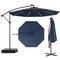 Costway Patio 10FT Hanging Offset Umbrella 32 LED Lights Sand Bag Outdoor Cross Base Beige/Turquoise/Dark Gray/Wine/Coffee/Navy